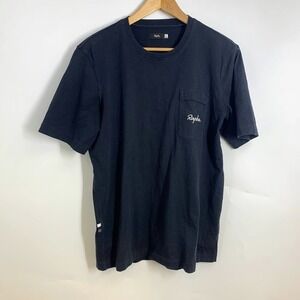 Rapha Logo Pocket T-Shirt Mens Large Black Short Sleeve Crew Neck Cotton Tee